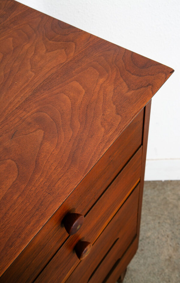 Mid Century Modern Dresser Highboy 5 Drawer Walnut Vega by Morris Trim Vintage - Image 11