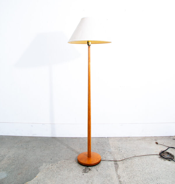 Mid Century Modern Floor Lamp Shade Solid Oak Pleated Shade Danish Vintage Round