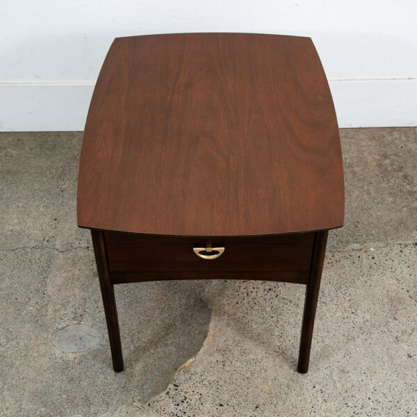 Mid Century Modern Nightstand End Side Table Kroehler Walnut Drawer Brass Single - Image 9