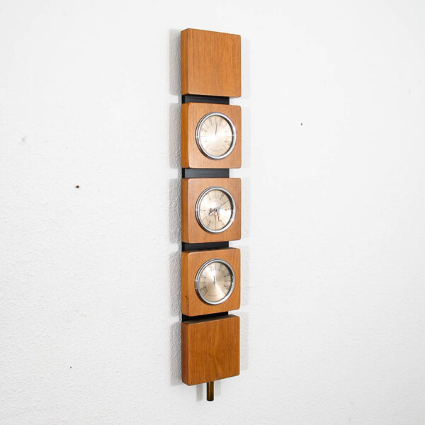 Mid Century Modern Hanging Wall Thermometer Humidity Barometer Walnut Guage Mcm - Image 2