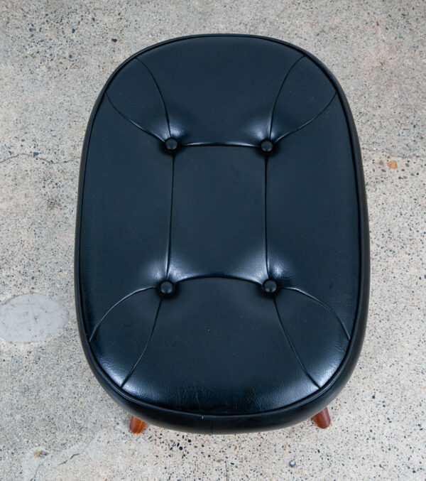 Mid Century Modern Ottoman Stool Solid Teak Black Vintage Mcm Foot Sculptural - Image 6