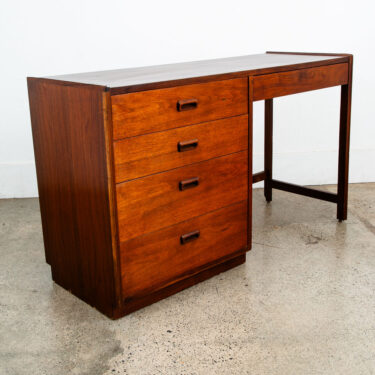 Mid Century Modern Desk Founders 5 Drawer Walnut Vintage Floating Office Mcm