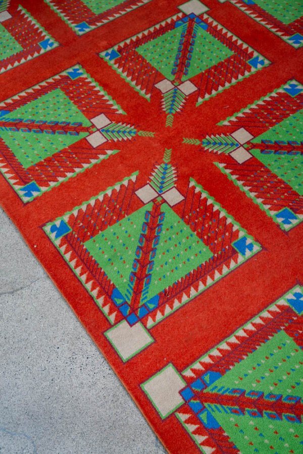 Mid Century Modern Area Rug Orange Green Frank Lloyd Wright Carpet 83x109" Mcm - Image 5