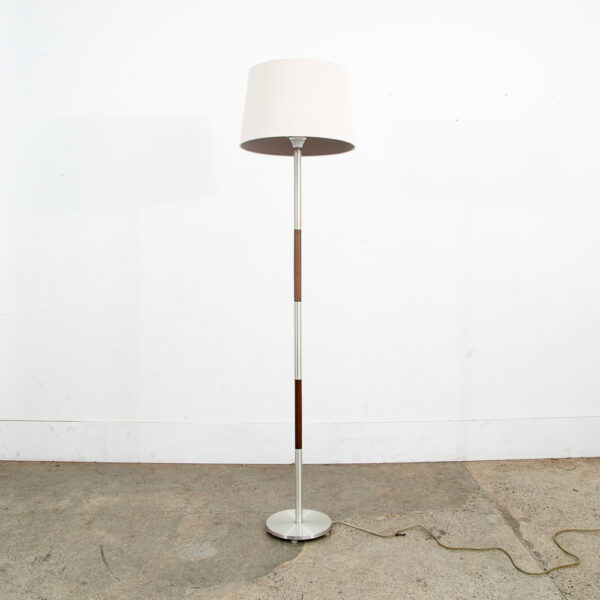 Mid Century Danish Modern Floor Lamp Light Round Tall Rosewood Vintage Shade Mcm