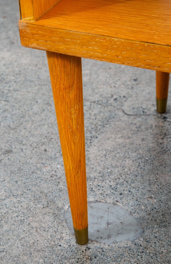 Mid Century Modern Side Table End Step Up Oak Mcm Vintage Brass Blonde Gold - Image 12