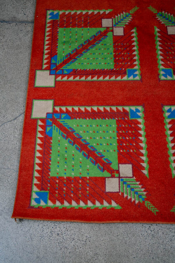 Mid Century Modern Area Rug Orange Green Frank Lloyd Wright Carpet 83x109" Mcm - Image 7