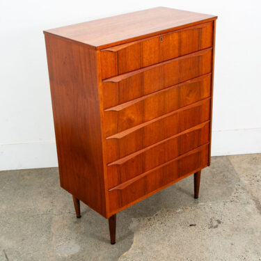 Mid Century Danish Modern Dresser Highboy 6 Drawer Teak Denmark Locking Vintage
