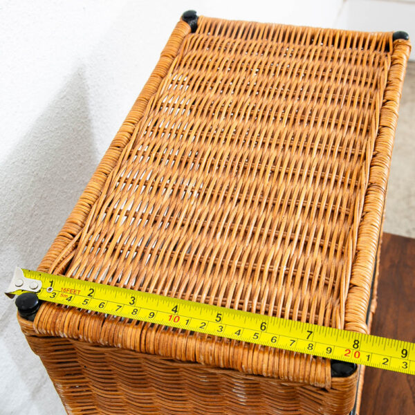 Mid Century Modern Wine Rack 9 Bottles Wicker Metal Iron Black Vintage Mcm 70s - Image 7