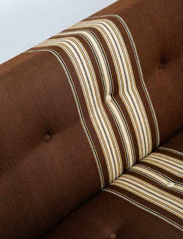 Mid Century Danish Modern Daybed Sofa Fabric Stripes Brown Vintage Sleeper Couch - Image 10