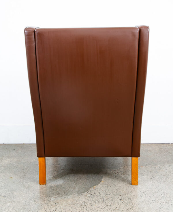 Mid Century Danish Modern Lounge Chair Wingback Brown Leather High Back Seat Mcm - Image 6