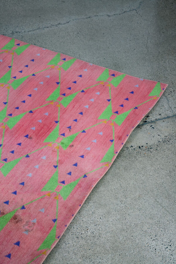 Mid Century Modern Area Rug Pink Green Frank Lloyd Wright Carpet 97.5x77" Mcm - Image 4