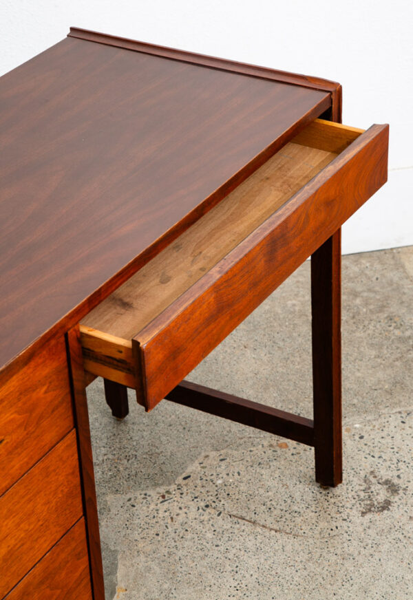 Mid Century Modern Desk Founders 5 Drawer Walnut Vintage Floating Office Mcm - Image 8