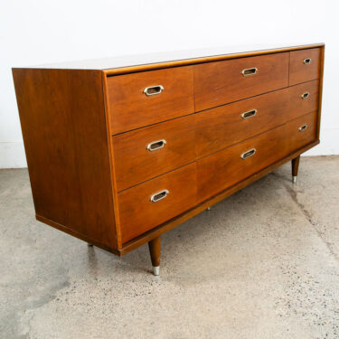 Mid Century Modern Dresser Credenza BP John Metal 9 Drawer Walnut Vintage Mcm NM