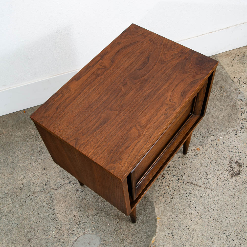 Mid Century Modern Nightstands End Table Set Side Basic Witz Walnut 2 Drawers - Image 10