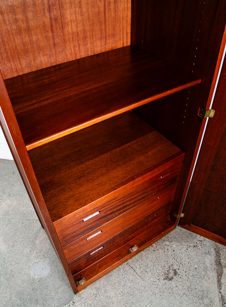 Mid Century Modern Closet Cabinet Armoire Mahogany Wardrobe Closet Drawers Mcm - Image 10