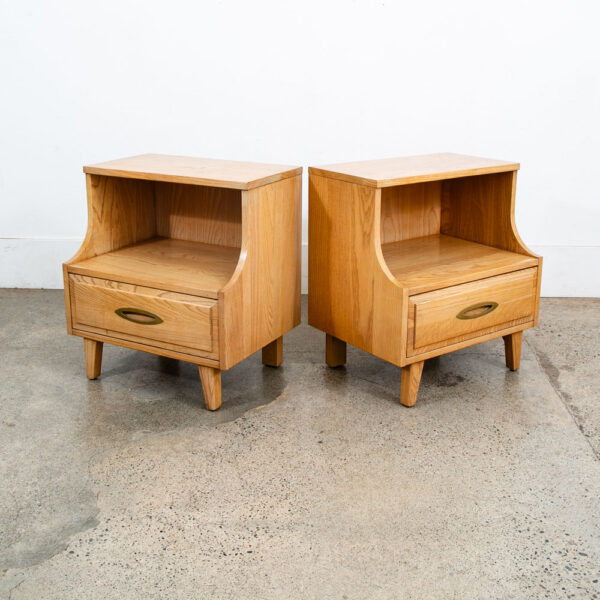 Mid Century Modern Nightstands End Side Tables LA period Furniture Ash Drawer NM - Image 4