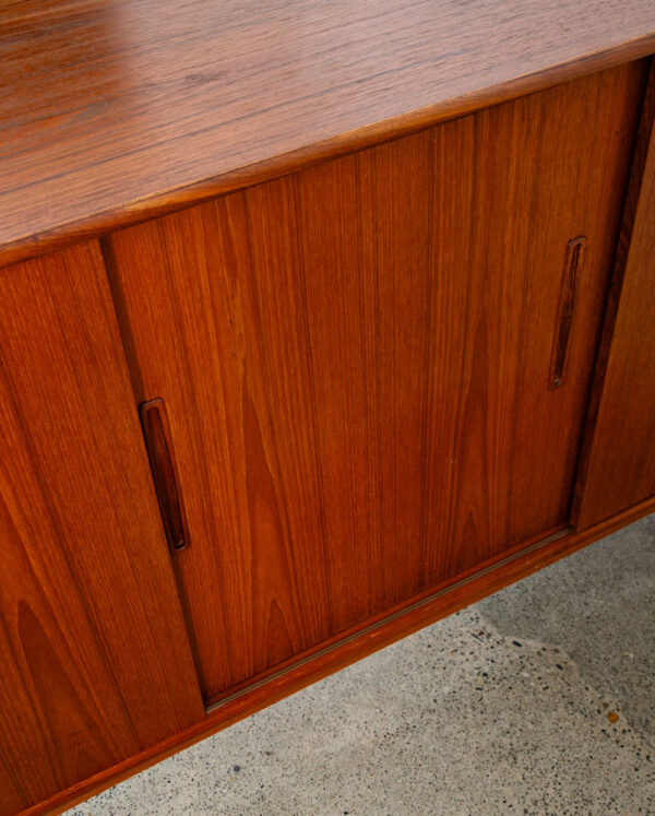 Mid Century Danish Modern Credenza Sideboard Sliding Doors Teak Drawer Denmark - Image 11