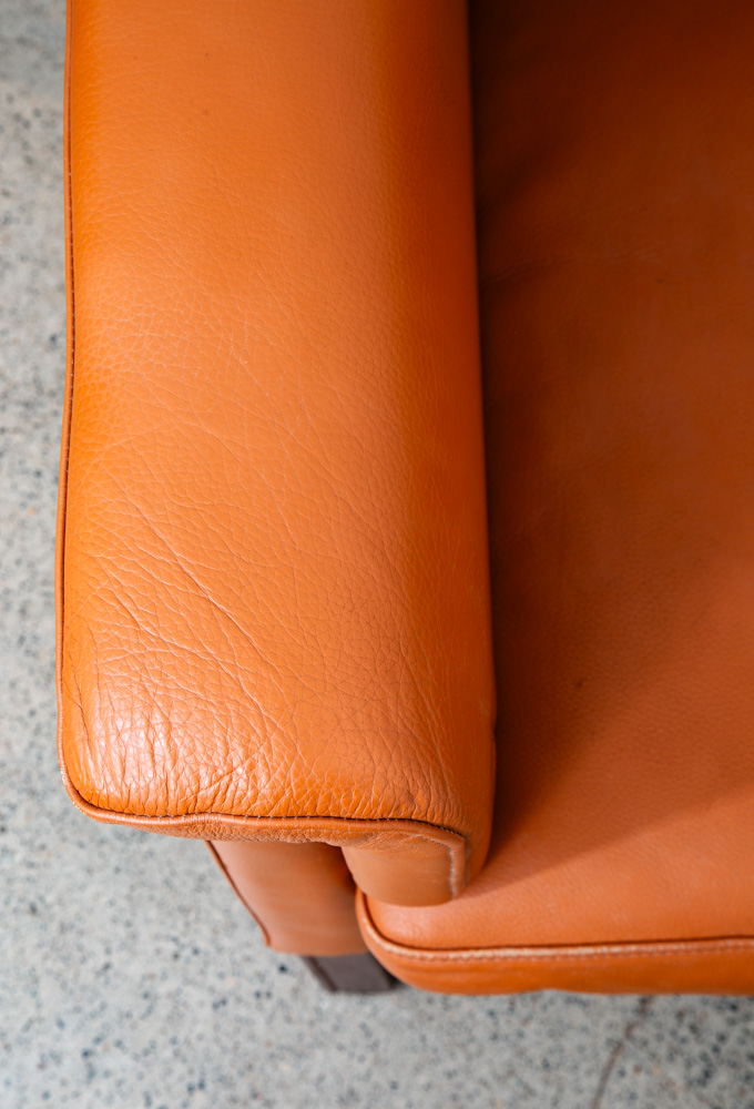 Mid Century Danish Modern Lounge Chair Set Cognac Armchairs Brown Tan Two Mcm - Image 11