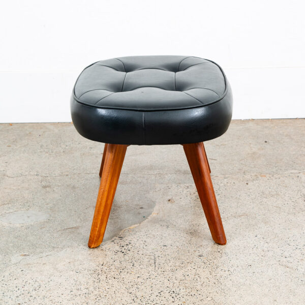 Mid Century Modern Ottoman Stool Solid Teak Black Vintage Mcm Foot Sculptural - Image 7