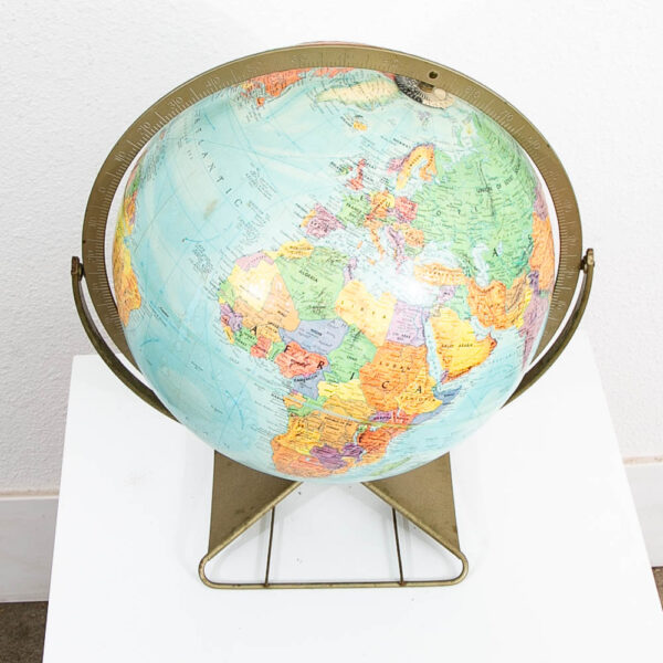 Mid Century Modern Globe of Earth 12 inch metal Frame Black Vintage 1960s Table - Image 4