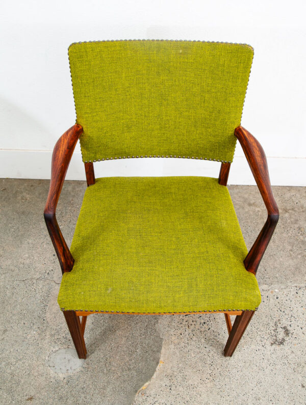 Mid Century Danish Modern Armchairs Chairs Ole Wanscher Rosewood Avocado Green 2 - Image 10