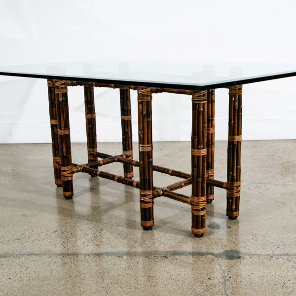 Mid Century Modern Dining Table Glass McGuire Bamboo Organic - Image 9
