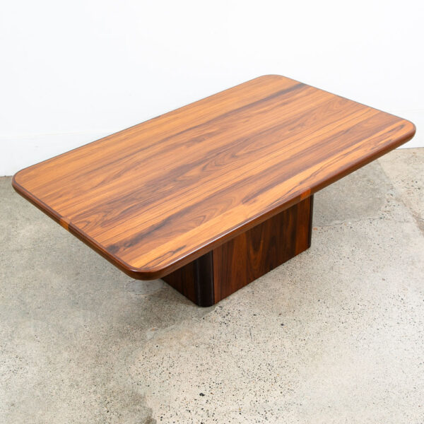 Mid Century Danish Modern Coffee Table Plinth Rosewood Rounded Rectangle Mobler - Image 4