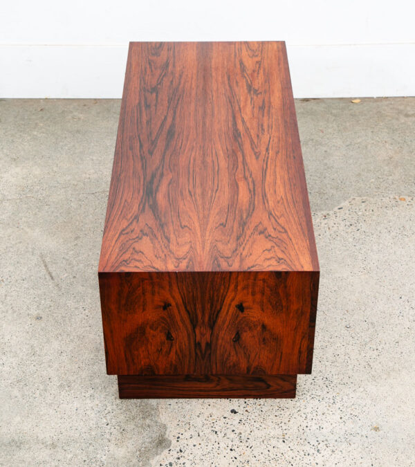 Mid Century Danish Modern End Table Side Entryway Rosewood Drawer Brass Wood Mcm - Image 6