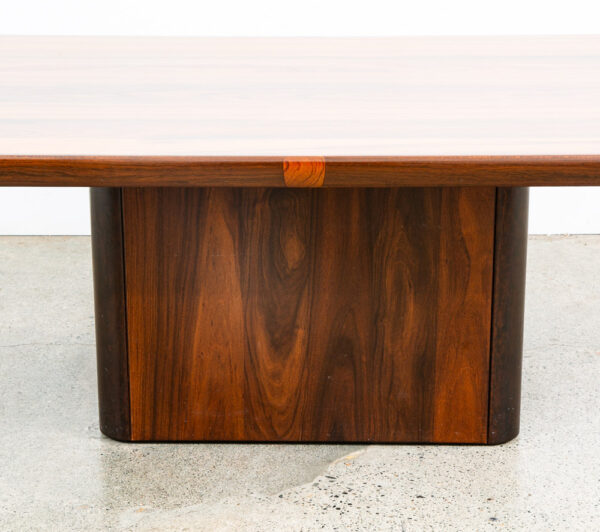Mid Century Danish Modern Coffee Table Plinth Rosewood Rounded Rectangle Mobler - Image 3