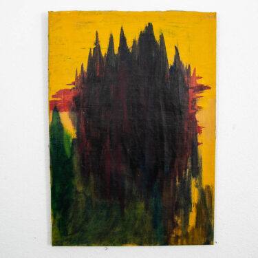 Mid Century Modern Painting Art Abstract Expressionism Yellow and Black Mcm