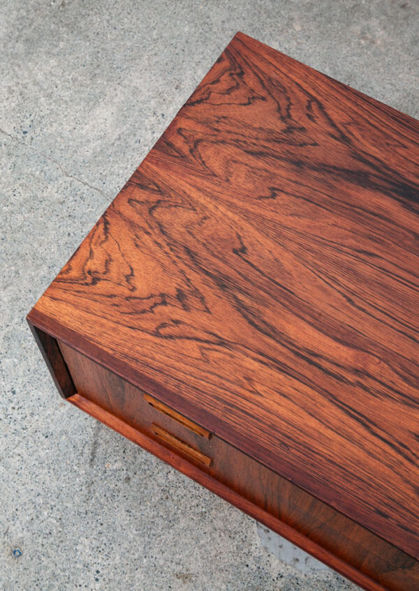 Mid Century Danish Modern End Table Side Entryway Rosewood Drawer Brass Wood Mcm - Image 11