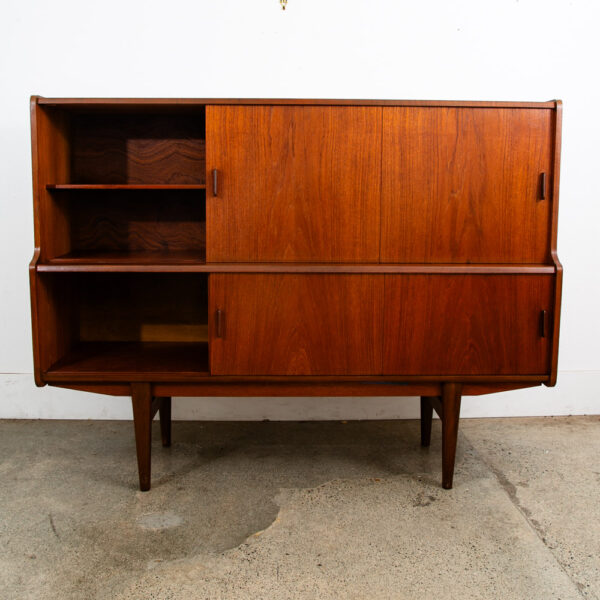 Mid Century Danish Modern Credenza Highboard Teak Sliding Doors Bar Mobler Mcm - Image 5