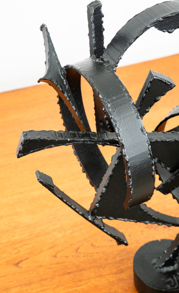 Mid Century Modern Sculpture Abstracted Art Iron Metal Sculpture Mcm Signed JL - Image 5