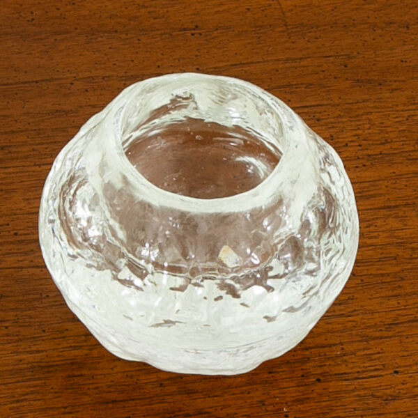 Mid Century Modern Kosta Boda Snowball Candleholders Pair Clear Art Glass Round - Image 11