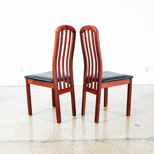 Mid Century Danish Modern Dining Chairs Set 6 Beech Black High Back Denmark Mcm - Image 7