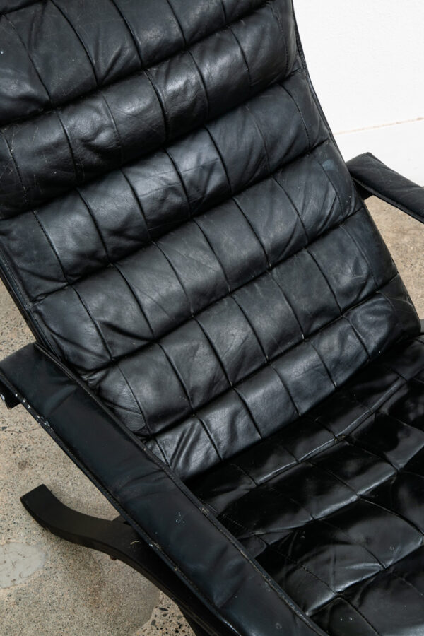 Mid Century Danish Modern Lounge Chair Black Leather Ingmar Relling Westnofa Mcm - Image 8