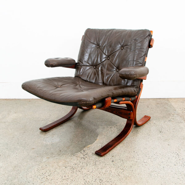 Mid Century Danish Modern Lounge Chairs Brown Leather Tufted Armchairs Pair Two - Image 10