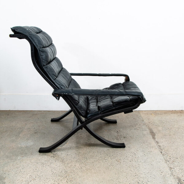 Mid Century Danish Modern Lounge Chair Black Leather Ingmar Relling Westnofa Mcm - Image 2