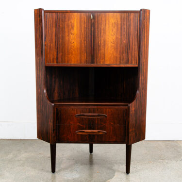 Mid Century Danish Modern Corner Cabinet Rosewood Bar Denmark Drawers Locking VG