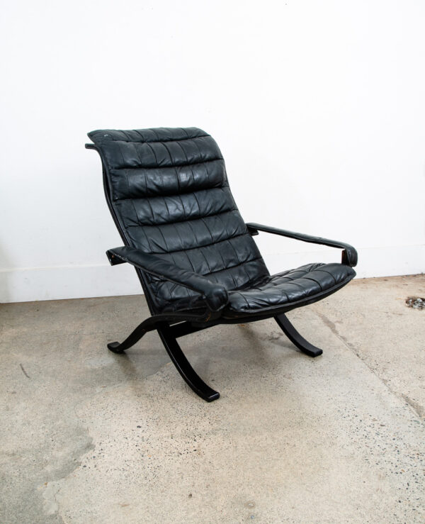 Mid Century Danish Modern Lounge Chair Black Leather Ingmar Relling Westnofa Mcm - Image 5