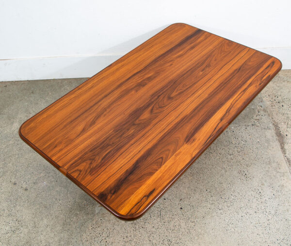Mid Century Danish Modern Coffee Table Plinth Rosewood Rounded Rectangle Mobler