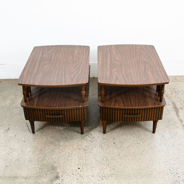 Mid Century Modern Nightstands End Side Tables Walnut Single Drawer Storage Mcm - Image 7