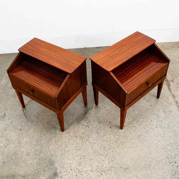 Mid Century Modern Nightstands End Side Tables Mahogany Drawer Shelf Vintage Mcm - Image 5
