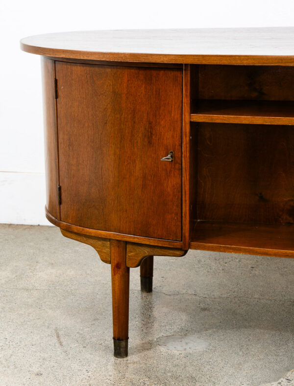 Mid Century Danish Modern Desk Floating 6 Drawer Executive Bar Walnut Mcm Shelf - Image 11