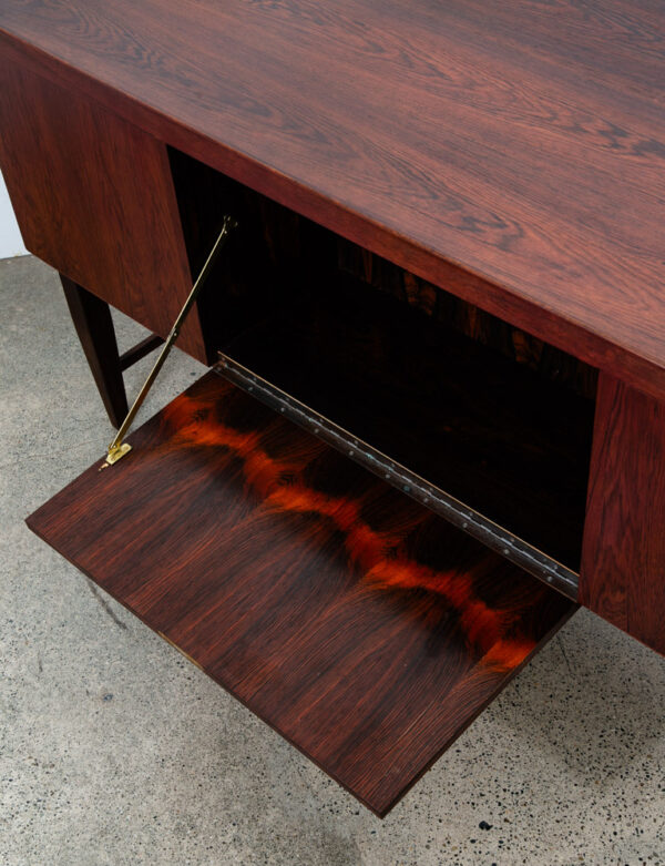 Mid Century Danish Modern Desk Brazilian Rosewood Office Wood 6 Drawer Bookshelf - Image 7
