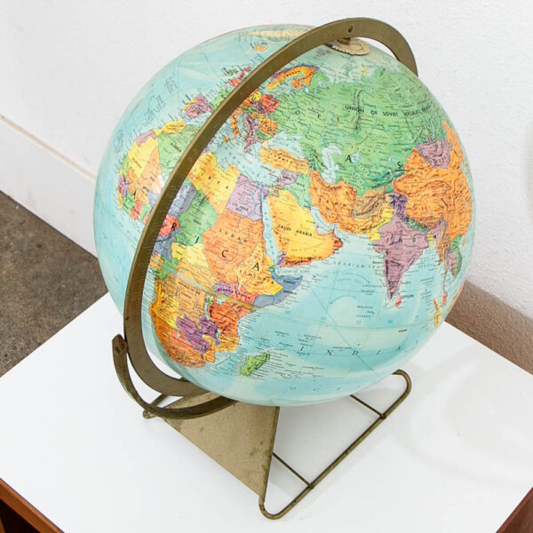 Mid Century Modern Globe of Earth 12 inch metal Frame Black Vintage 1960s Table - Image 7