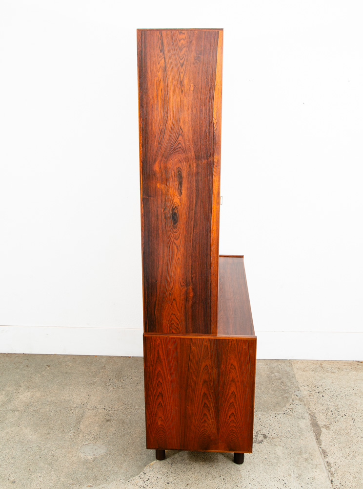 Mid Century Danish Modern Bookshelf Cabinet Rosewood Drawers Kai Winding Leaf - Image 3