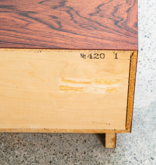 Mid Century Danish Modern End Table Side Entryway Rosewood Drawer Brass Wood Mcm - Image 10