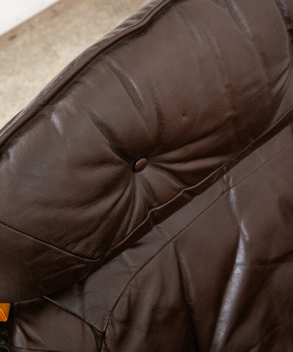 Mid Century Danish Modern Lounge Chairs Set Brown Leather Luna Odd Knutsen 2 Two - Image 9