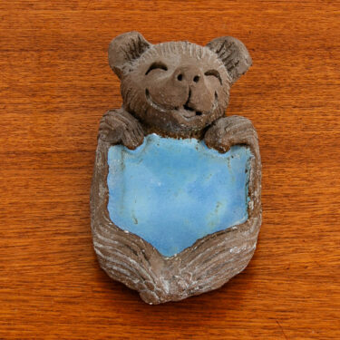Art Pottery Earthenware Baby Bear Soap Dish Blue Margaret Hudson Studio Designed